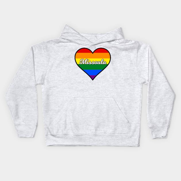 Missoula Montana Gay Pride Heart Kids Hoodie by fearcity